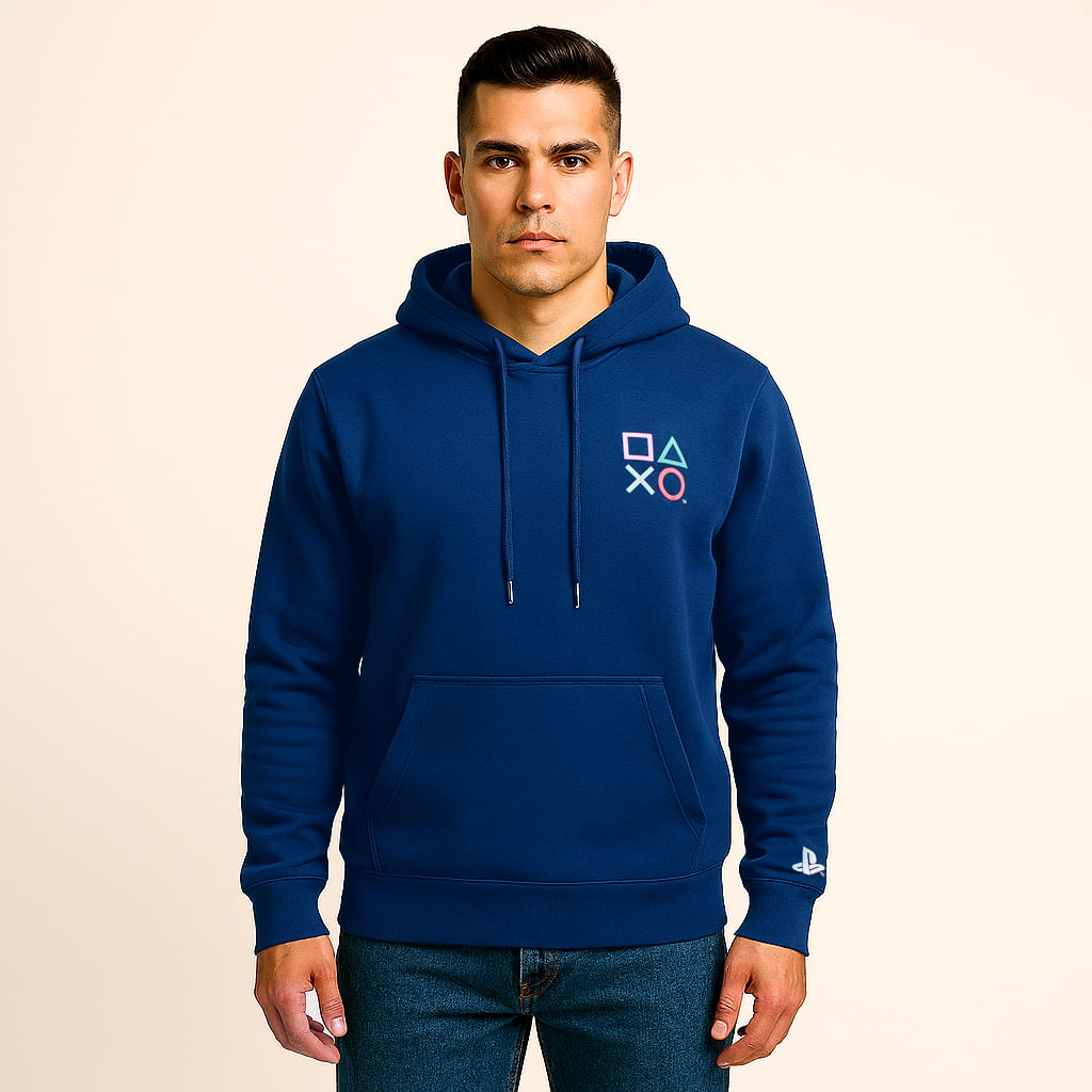 Polera Azul Logo PlayStation Caballero Talla S