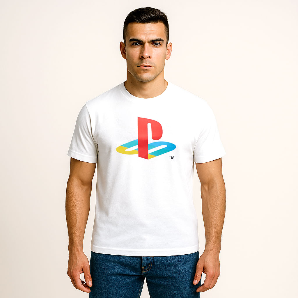 Polo Blanco Logo PlayStation Caballero Talla M