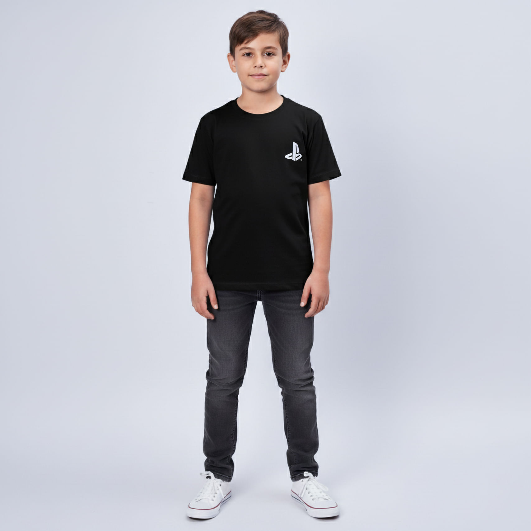 Polo Negro Botones Niño Talla 8