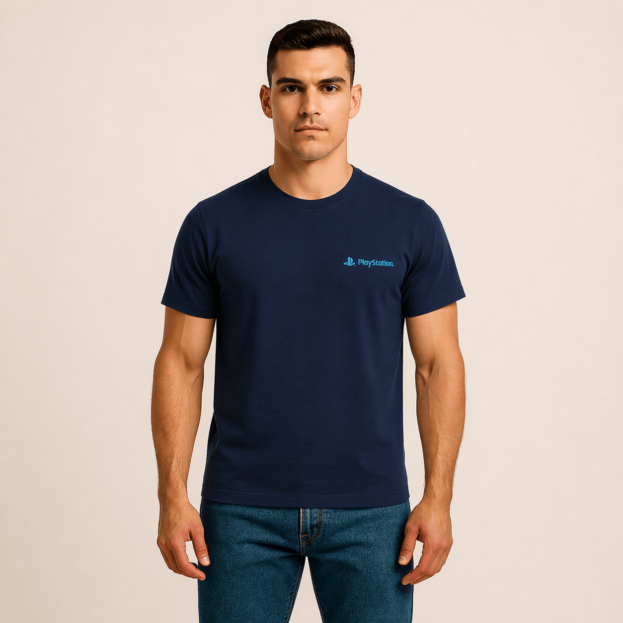 Polo Azul "Never Stop" PlayStation Caballero Talla L