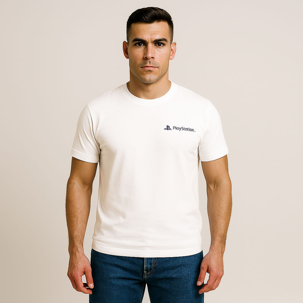 Polo Blanco "Press Start" PlayStation Caballero Talla S
